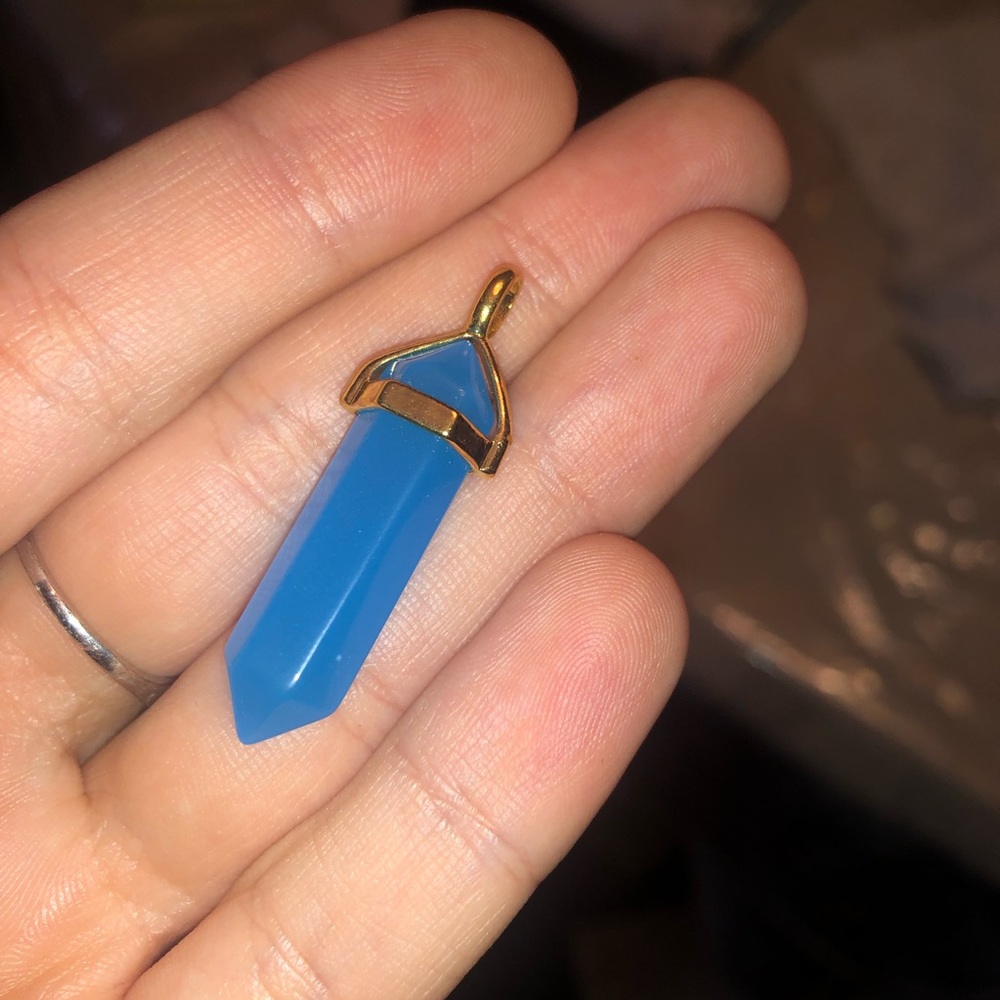 Blue jewel necklace charm vivamacity